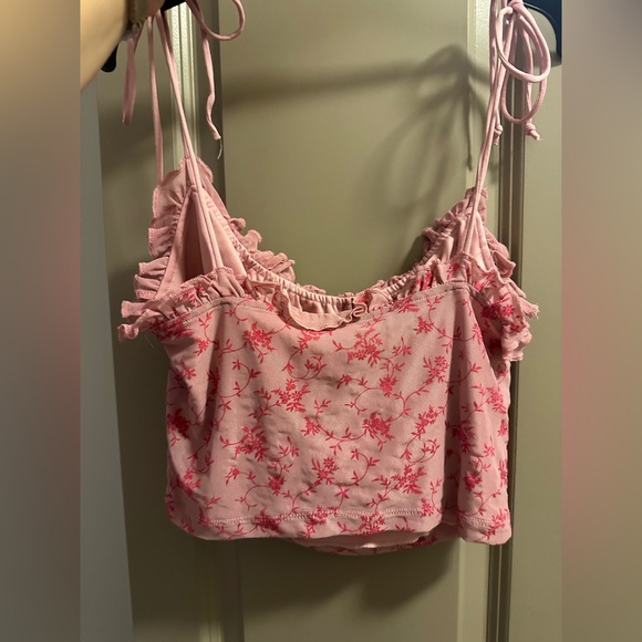 Motel Rocks Pink Floral Ruffle Top - Picture 3 of 3
